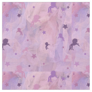 pink and purple unicorn and star design fabric