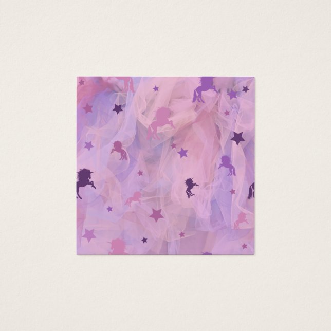 pink and purple unicorn and star design- girls squ (Front)