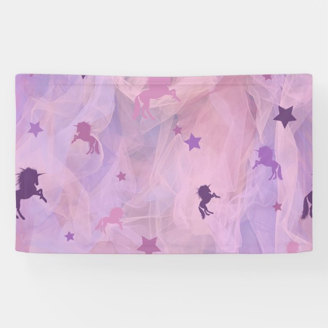 pink and purple unicorn and star design- girls squ banner (Horizontal)