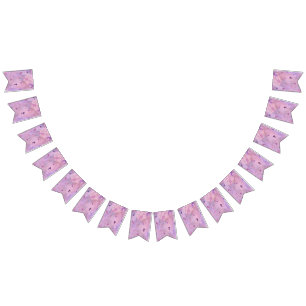 pink and purple unicorn and star design- girls squ bunting