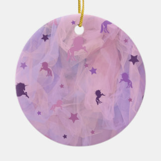 pink and purple unicorn and star design- girls squ ceramic tree decoration