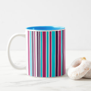 Pink And Purple Violet Striped Two-Tone Coffee Mug