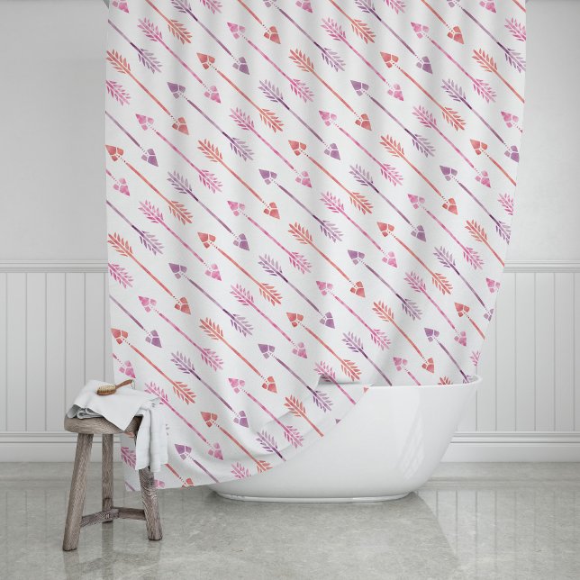 Pink and Purple Watercolor Arrows Pattern Shower Curtain (Creator Uploaded)