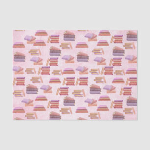 Pink and Purple Watercolor book pattern library Tissue Paper