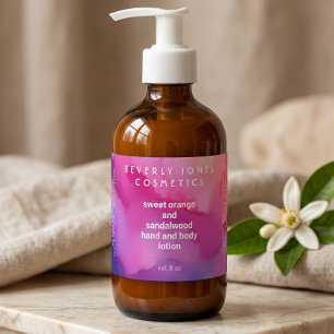 Pink and Purple watercolor Cosmetics Label