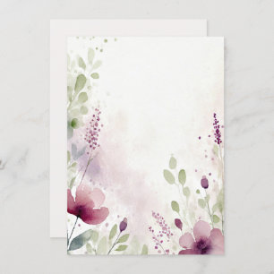 Pink and purple watercolor floral blank Wedding Invitation