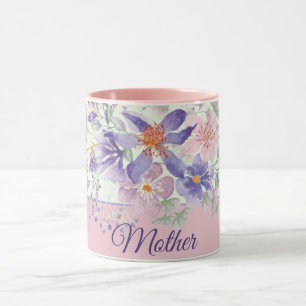 Pink and purple watercolor floral customisable mug