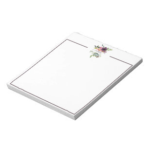 Pink and purple watercolor floral personalised  notepad