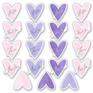 Pink and Purple Watercolor Heart Envelope Seals