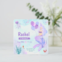 Pink And Purple Watercolor Mermaid Birthday