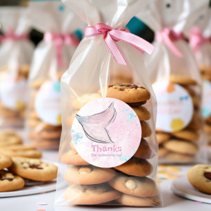 Pink and purple watercolor mermaid tail  classic round sticker