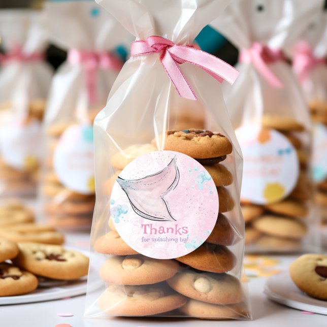 Pink and purple watercolor mermaid tail  classic round sticker (Creator Uploaded)