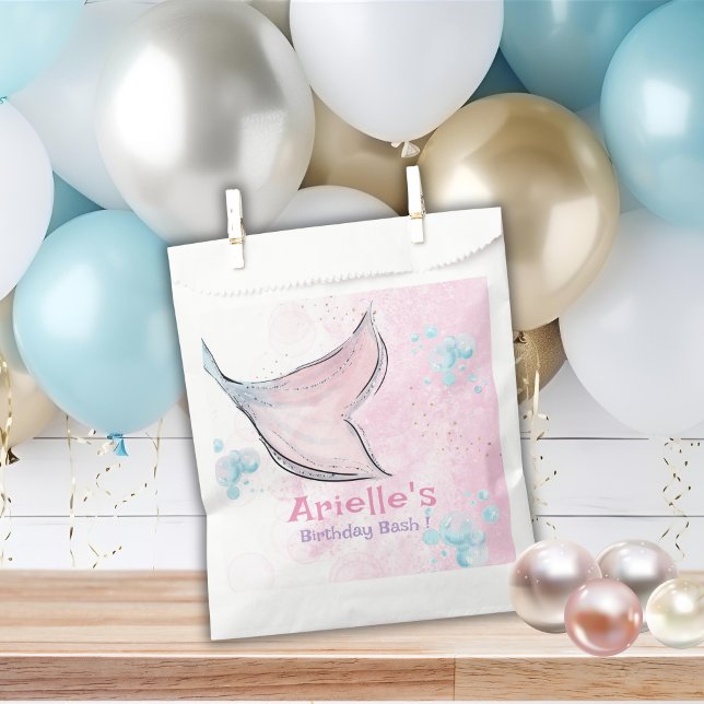 Pink and purple watercolor mermaid tail  favour bags (Creator Uploaded)