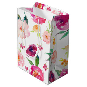 Pink and Purple Watercolor Peonies Gift Bag