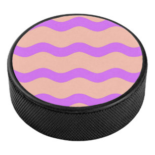 Pink and purple waves pattern hockey puck