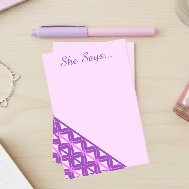 Pink And Purple Waves Post-it Notes (Cute fun stationery for girls to jot down those notes. Makes a perfect gift for that girl you love)