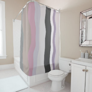 Pink and Purple Wavy Stripes Shower Curtain