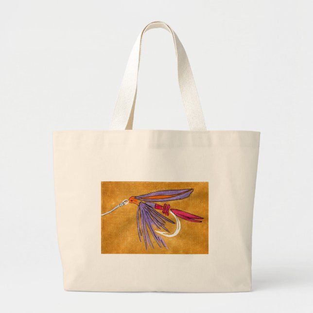 "Pink and Purple" Wet Fly Jumbo Tote (Front)