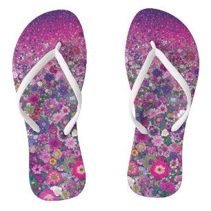Pink and Purple Wildflowers Flip Flops