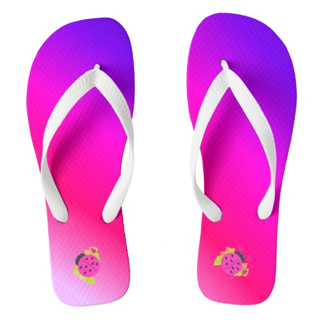 Pink and Purple With Ladybugs Flip Flops (Footbed)