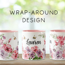 Pink and Purple Wrap-Around Bees and Flowers Two-T