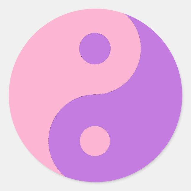 Pink and Purple Yin Yang Classic Round Sticker (Front)