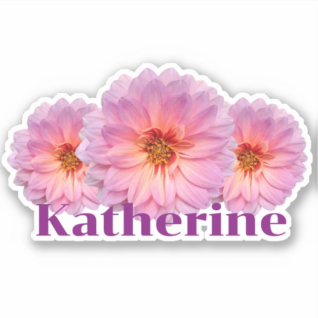 Pink and Purple Zinnia Flowers with Name (Front)