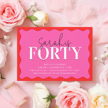 Pink and Red 40th Birthday Party Invitation<br><div class="desc">Pink and Red 40th Birthday Party Invitation</div>