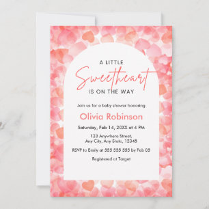 Pink and Red A Little Sweetheart Baby Shower  Invitation