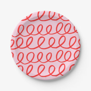 Pink and Red Abstract Paper Plates