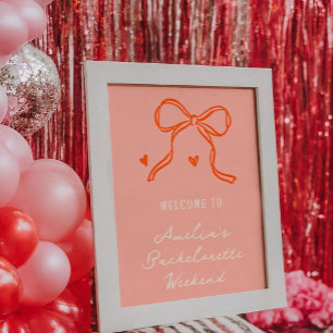 Pink and Red Bachelorette Weekend Welcome Sign