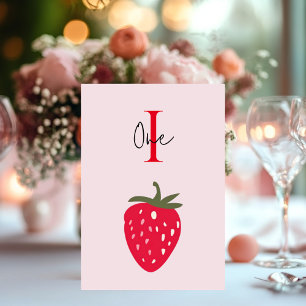 Pink and Red Birthday Party with Strawberry Table Number