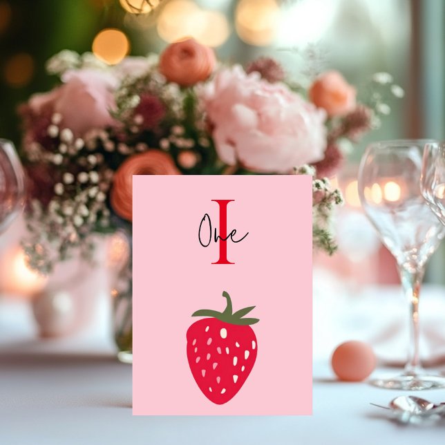 Pink and Red Birthday Party with Strawberry Table Number (Creator Uploaded)