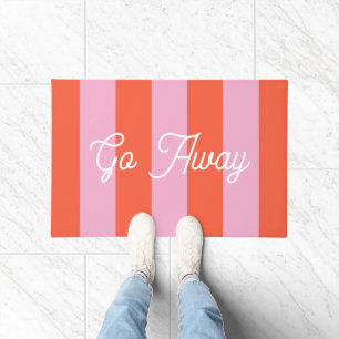 Pink and Red Bold Stripes Go Away Funny Doormat