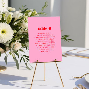 Pink and Red Bold Typography Table Seating Chart