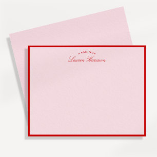 Pink and Red Border Modern Stationery Note Card