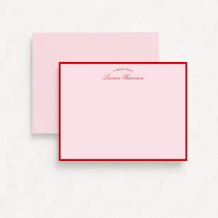 Pink and Red Border Modern Stationery Note Card