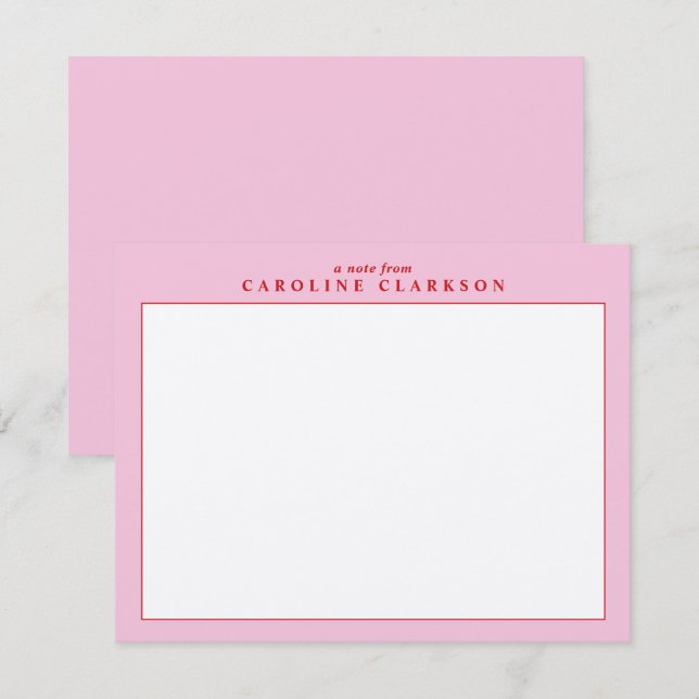 Pink and Red Border Note Card (Front/Back)