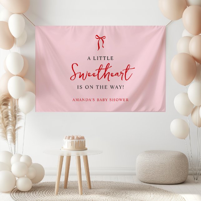 Pink and Red Bow Valentine's Baby Shower Banner