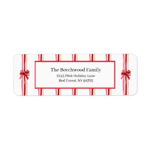 Pink and Red Bows Christmas Return Address Label