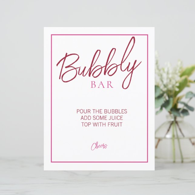 Pink and Red Bubbly Bar Sign (Standing Front)