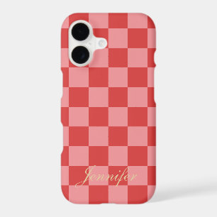 Pink and Red Check Pattern Playful Customisable