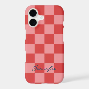 Pink and Red Check Pattern Playful Customisable