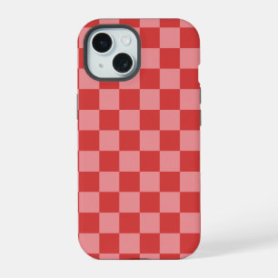 Pink and Red Check Pattern Playful Valentine's iPhone 15 Case