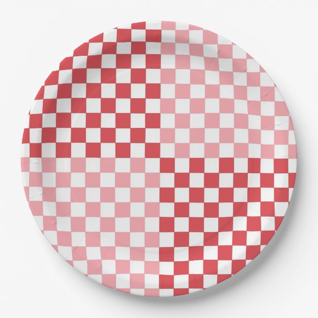Pink and Red Chequered 9" Plate (Front)