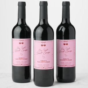 Pink and Red Cherry Bachelorette Weekend Wine Label