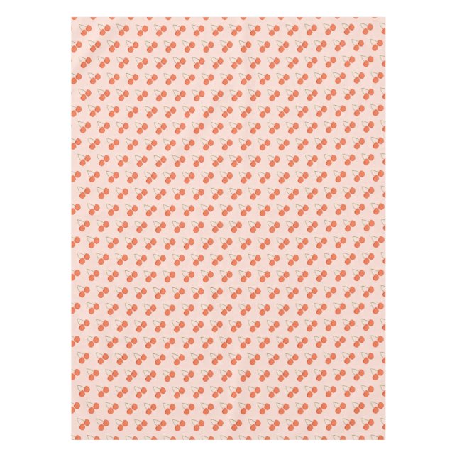 Pink and Red Cherry Fruit Pattern  Tablecloth (Front)