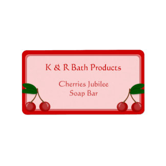 Pink and Red Cherry Soap Label Sticker