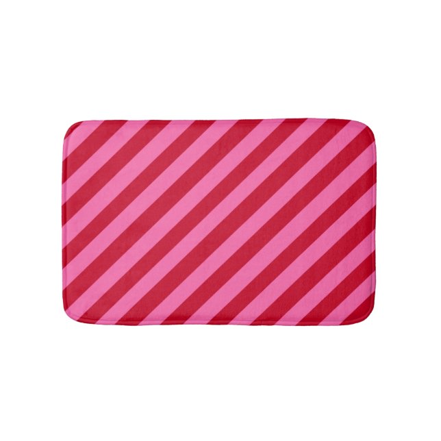 Pink and Red Christmas Peppermint Stripes  Bath Mat (Front)