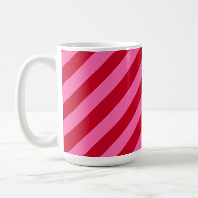 Pink and Red Christmas Peppermint Stripes  Coffee Mug (Left)